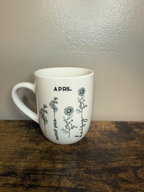 12 oz April birth flower coffee mug