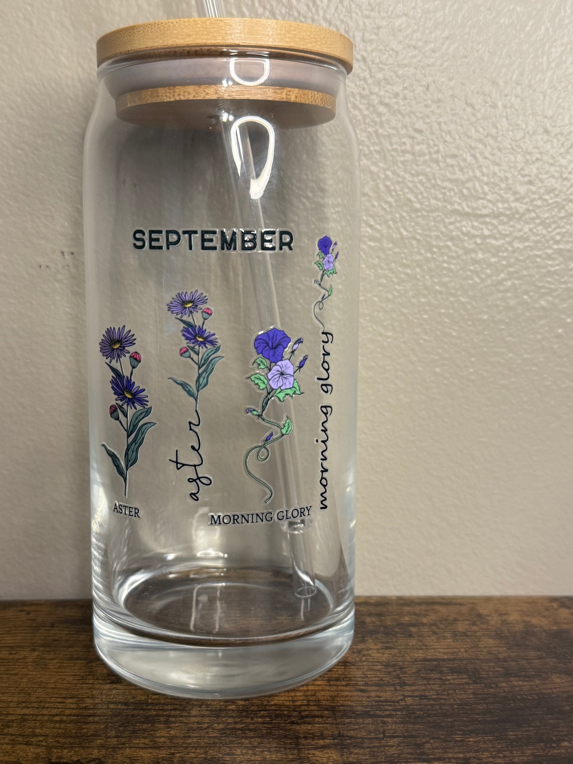 20 oz September birth flower tumbler in color