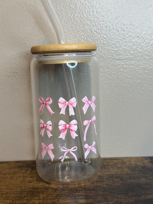 16 0z pink bow tumbler