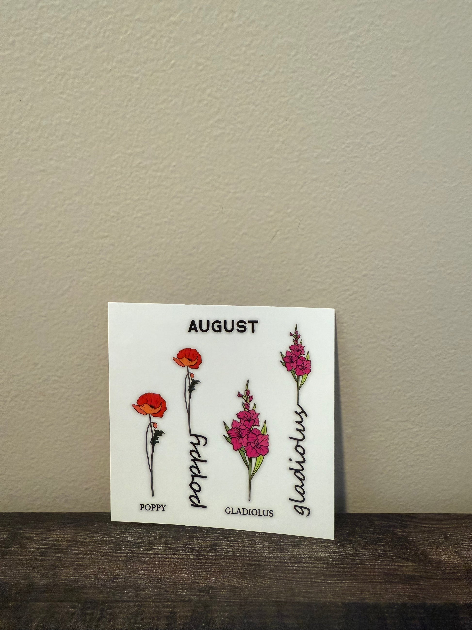 August birth flower in color decal